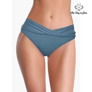 Shekini Women's Twist Front Cheeky Bikini Bottom Swimsuit Size S